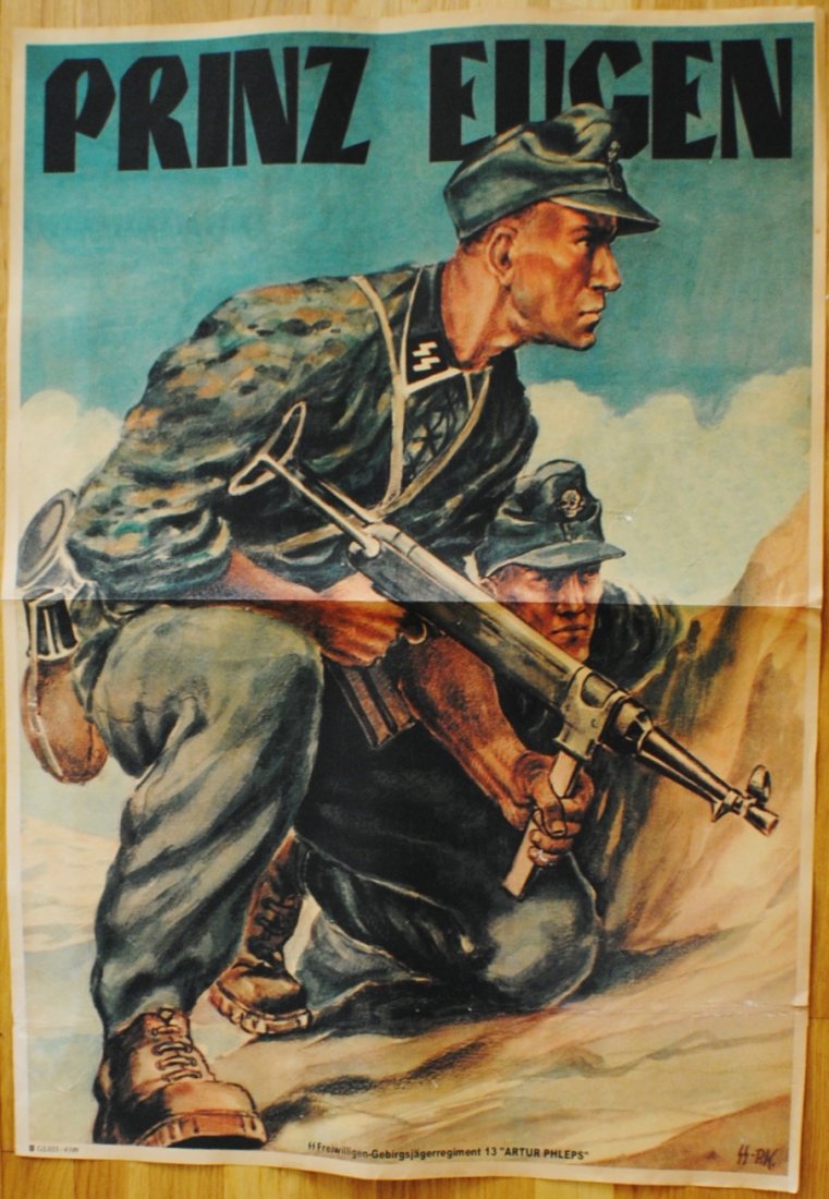WWII German Nazi “Prinz Eugen” poster: WWII German Nazi “Prinz Eugen” poster, 32" x 23"