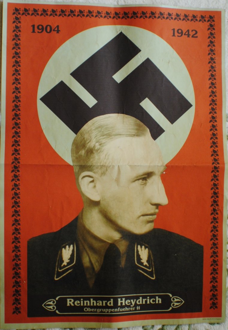 WWII German Nazi Head of Gestapo Reinhard Heydrich post: WWII German Nazi Head of Gestapo Reinhard Heydrich poster, 32" x 23"