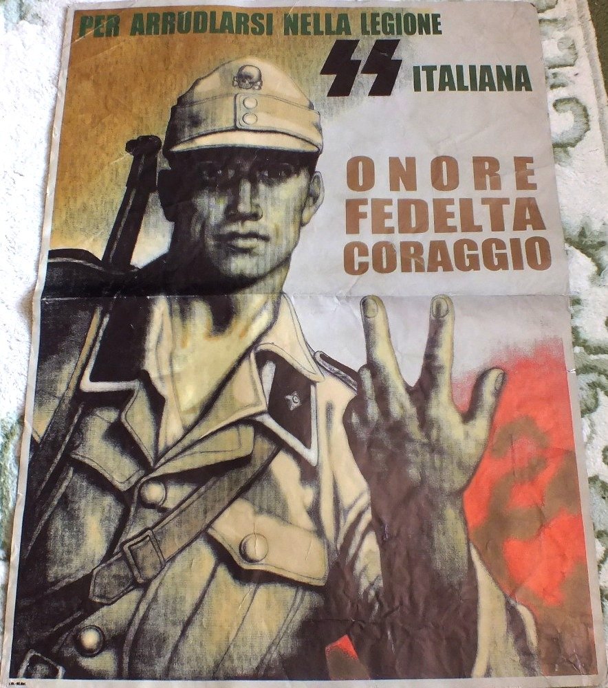 WWII German Nazi poster for Italy: WWII German Nazi poster for Italy, 23 1/2" x 32"