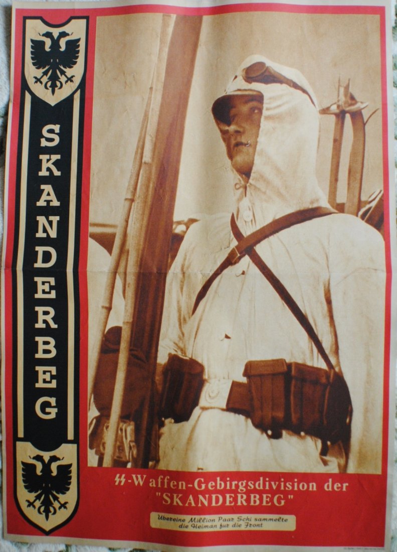 WWII German Nazi “Skanderberg” poster: WWII German Nazi “Skanderberg” poster, 32" x 23"