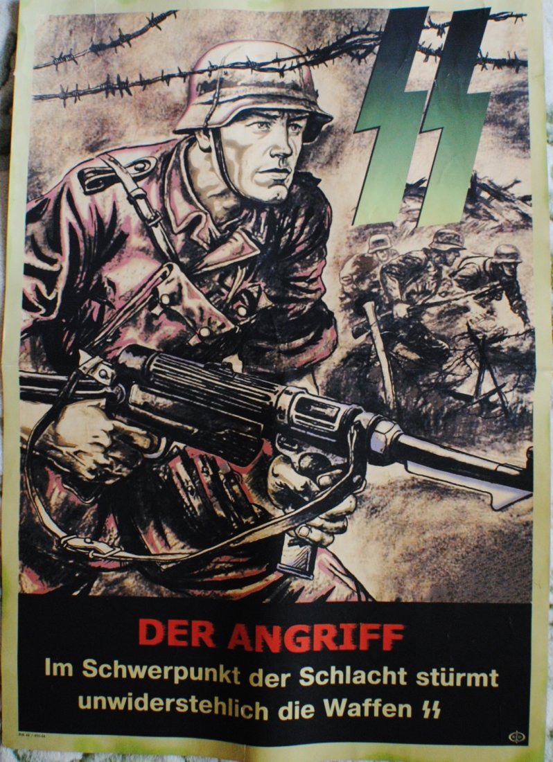 WWII German Nazi “Der Angriff” poster: WWII German Nazi “Der Angriff” poster, 32" x 23"