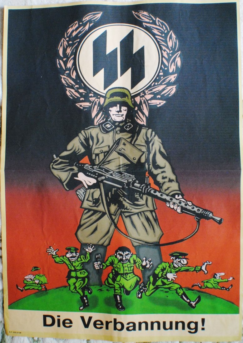 WWII German Nazi “Die Verbannung!” anti-Semitic poster: WWII German Nazi “Die Verbannung!” anti-Semitic poster, 32" x 23"