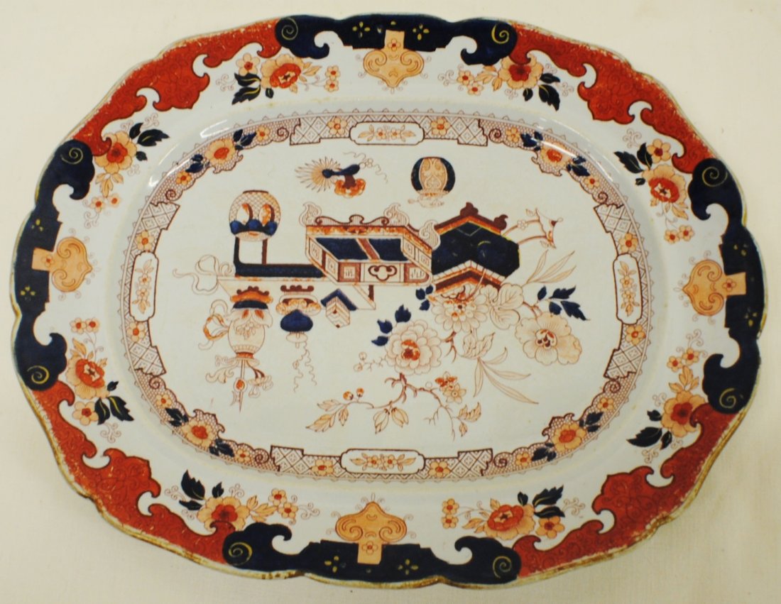 Ironstone China (England) 19th Century platter: Ironstone China (England) 19th Century platter 14 ½” x 12”. Hand painted, marked on the back.