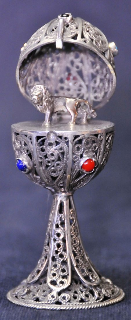 Imperial Russian 84 Silver Faberge style egg: Imperial Russian 84 Silver Faberge style egg, 4” tall, 71 gram. Russian Imperial silver marks