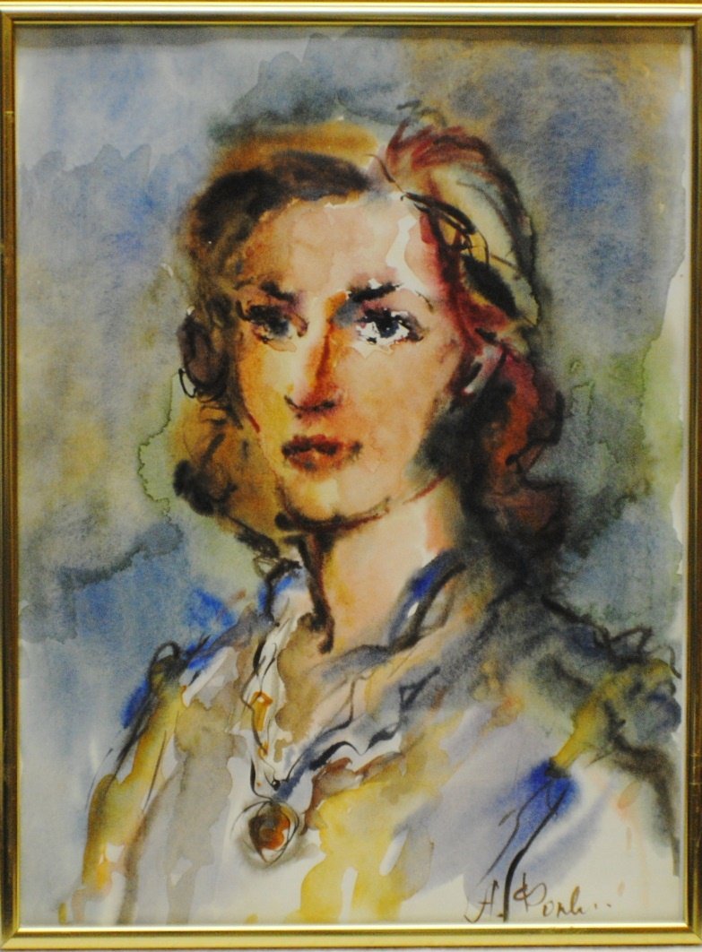 Arthur Fonvizin (Russian, 1882 – 1973) “Portrait of You: Arthur Fonvizin (Russian, 1882 – 1973) “Portrait of Young Woman” watercolor on paper 16” x 12”, framed, under glass. Provenance: James Julia auction 08.25.2010, lot 1398