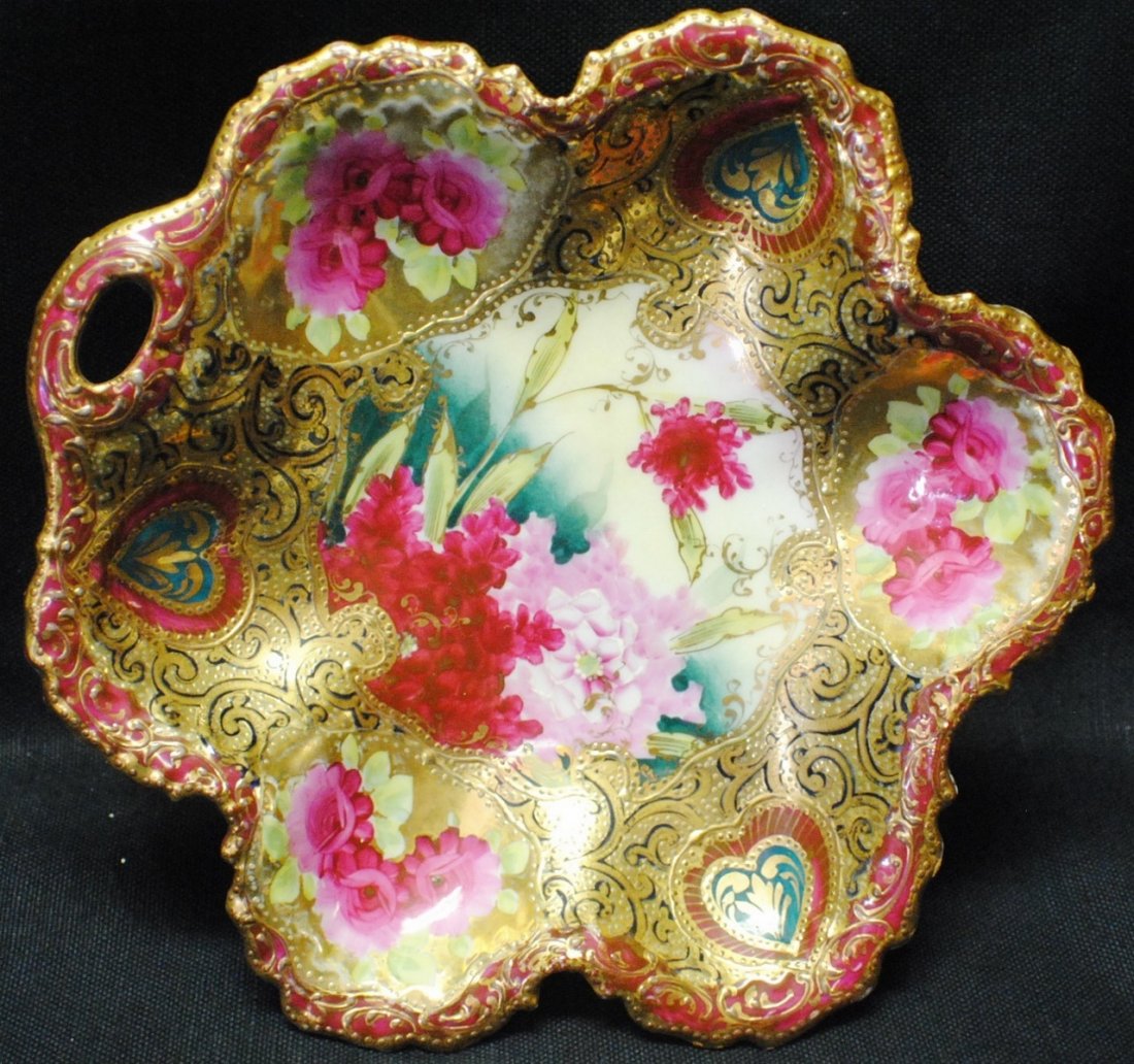 Japanese Nippon moriage bowl: Japanese Nippon moriage bowl 9” diameter, 1 ½” tall. Marked on the bottom