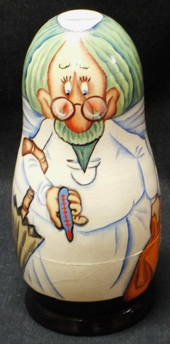 Russian 5 pcs. Nesting doll “ Jewish Doctor”: Russian 5 pcs. Nesting doll “ Jewish Doctor” 6 ½” tall, 3 ¼” diameter