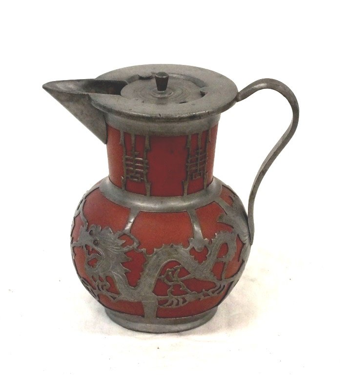 Chinese Yixing Pottery and pewter teapot TUNG KING SHUN