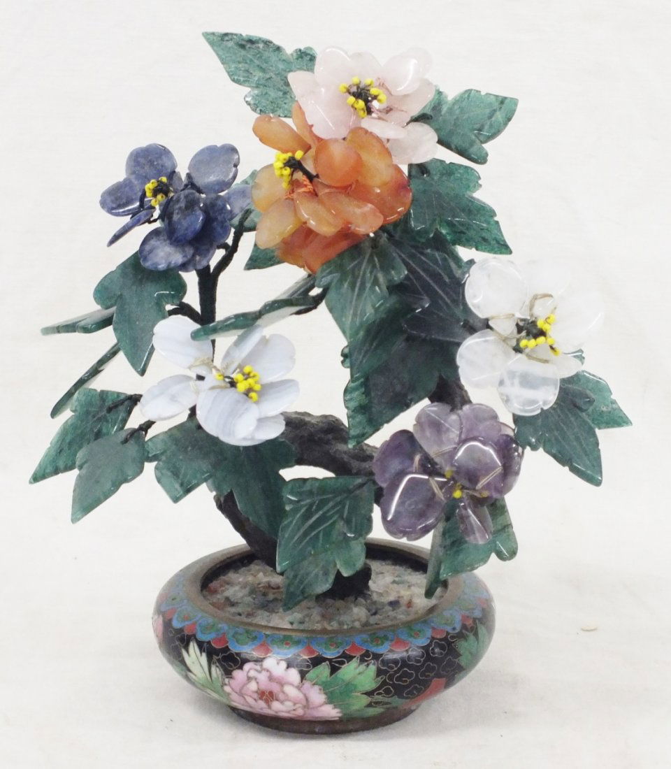 Chinese stone tree in cloisonne planter (1 of 8)