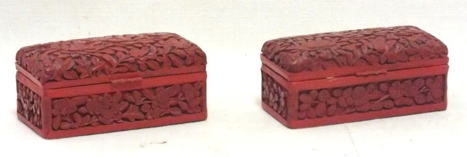 Pair of Chinese cinnabar boxes (1 of 9)