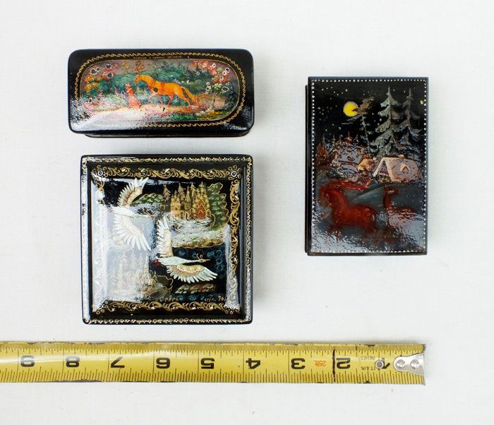 Lot of 3 Russian lacquer boxes (1 of 10)