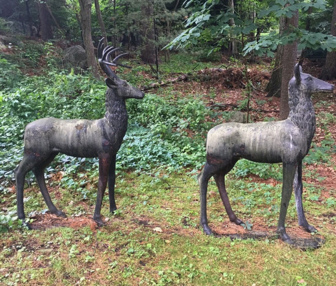 Pair of life size Deers outdoor sculptures (1 of 7)
