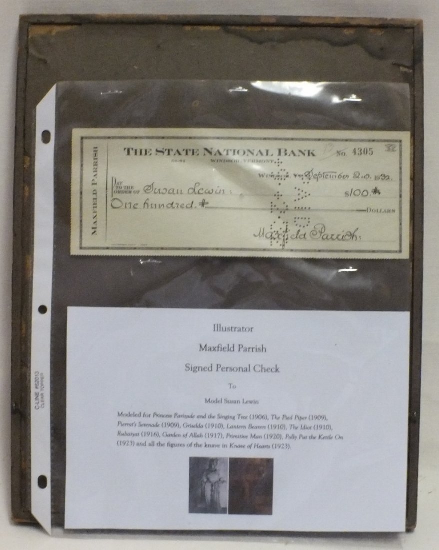 Maxfield Parrish autographed check to Susan Lewin (1 of 10)