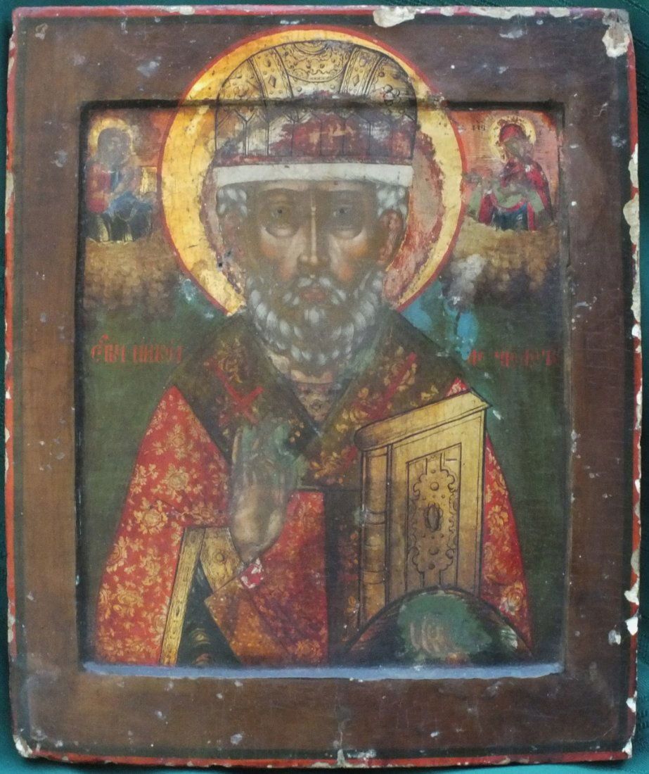 Russian 1700's St. Nicholas icon with riza (1 of 10)