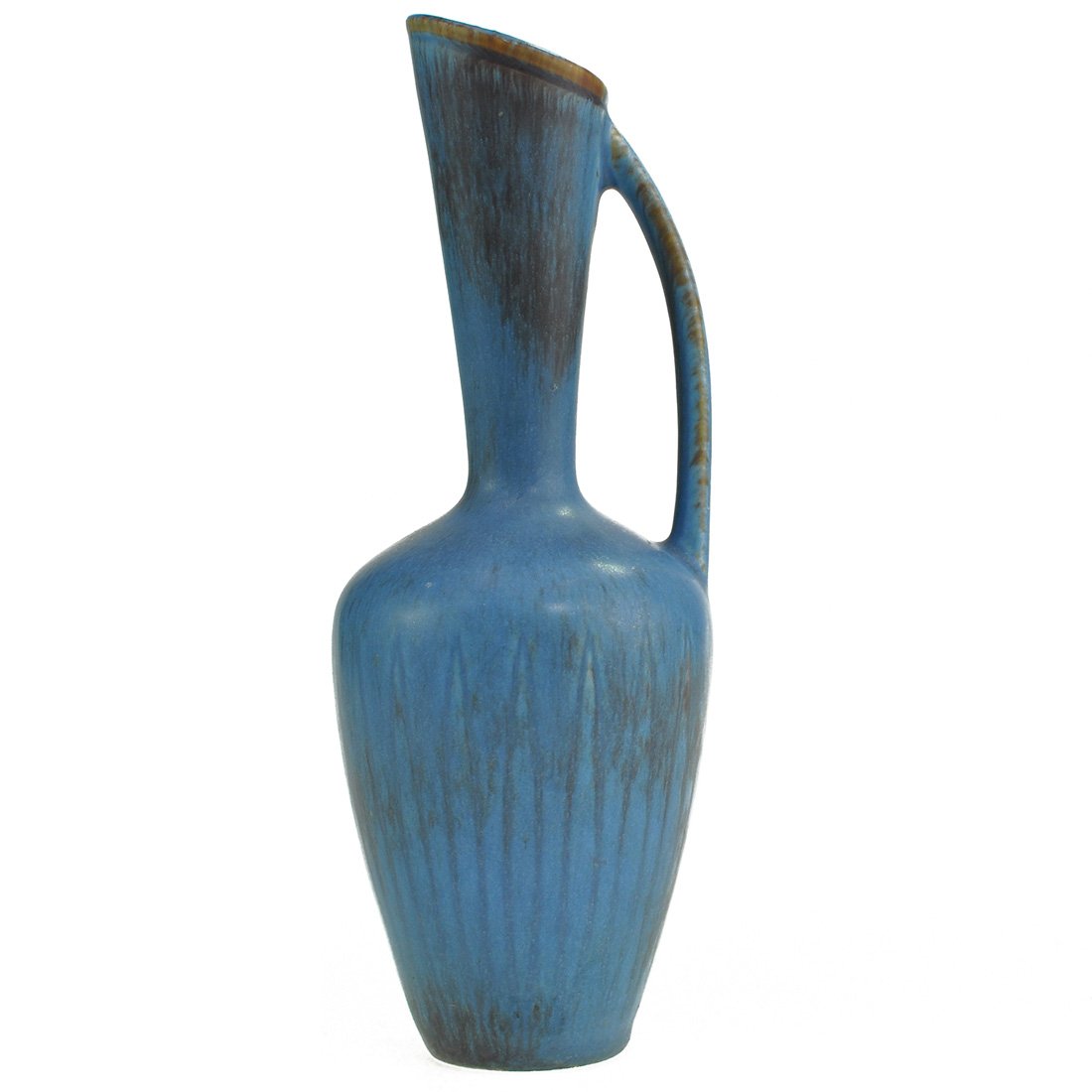 HÄNKELVAS, keramik, GUNNAR NYLUND, Rörstrand: Blåmelerad glasyr. Smärre slitage. Höjd 22.5 cm.