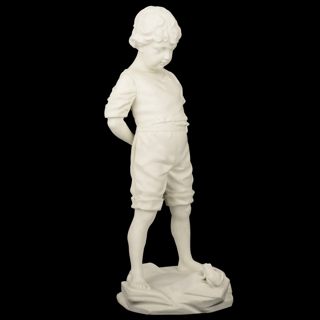 SKULPTUR, parian, &quot;Pojken och grodan&quot;, Gustavsberg - Mar 16, 2014