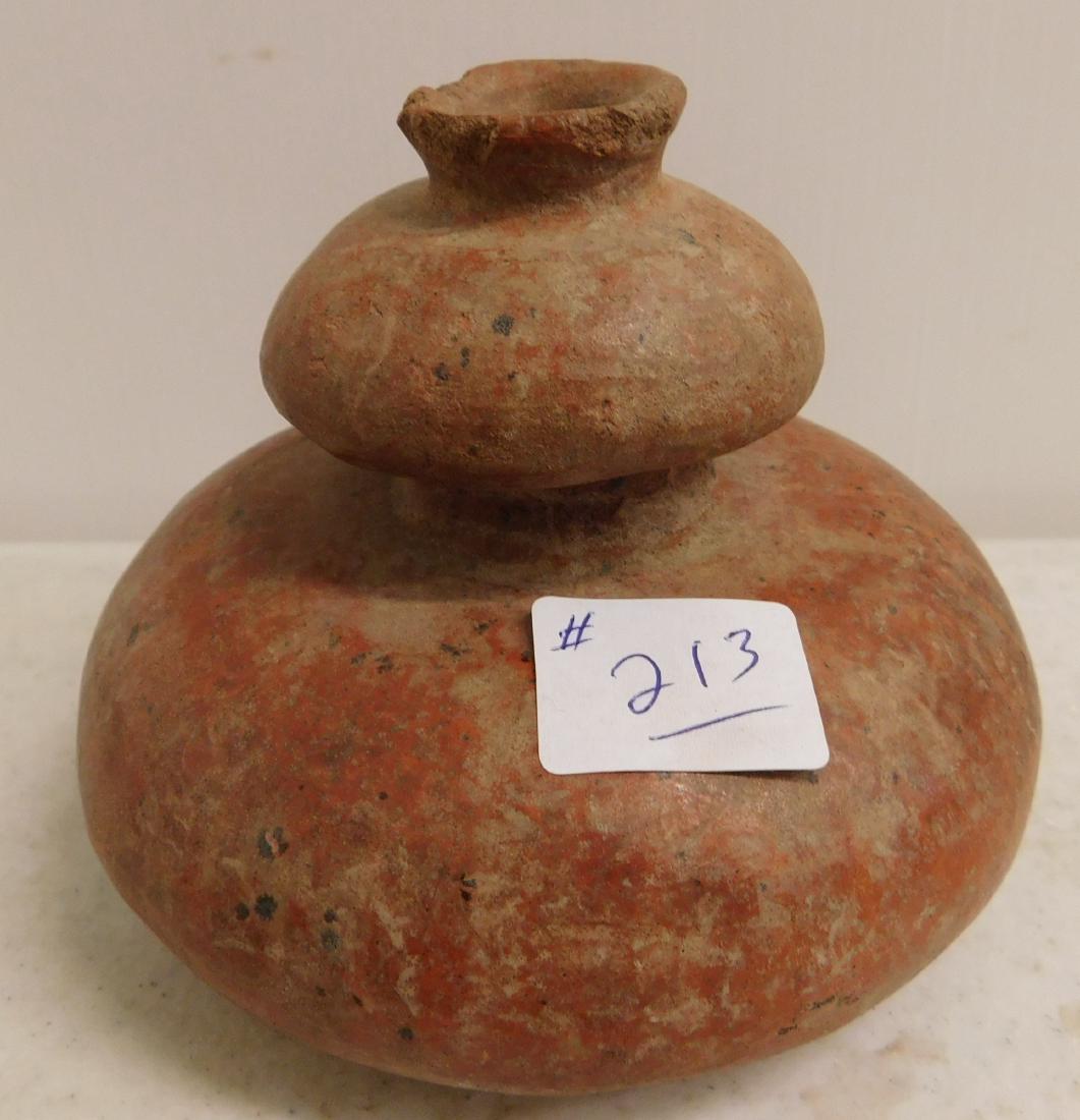 Pre-Columbian Double Belly Bowl: Pre-Columbian Double Belly Bowl, circa 1000 years old. Made of clay, the item is 4.5" x 4.5" x 3.25". Western Mexico. Ex-Dr. Binley collection. Ships with a copy of Hasso von Winning authenticity repo