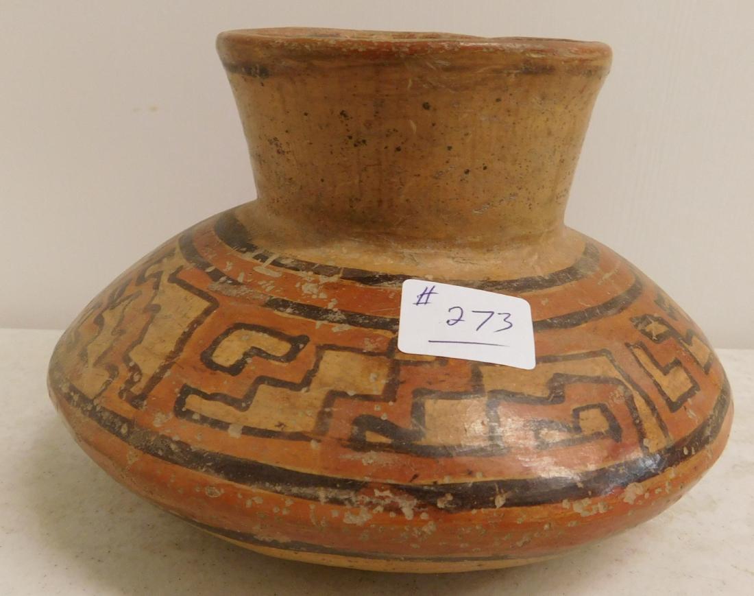 Pre-Columbian Bowl: Pre-Columbian Bowl, circa 1000 years old. Made of clay, the item is 2.75" opening and overall dimensions of 6.75" x 6.5" x 4.25". Western Mexico. Ex-Dr. Binley collection. Ships with a copy of Hasso v