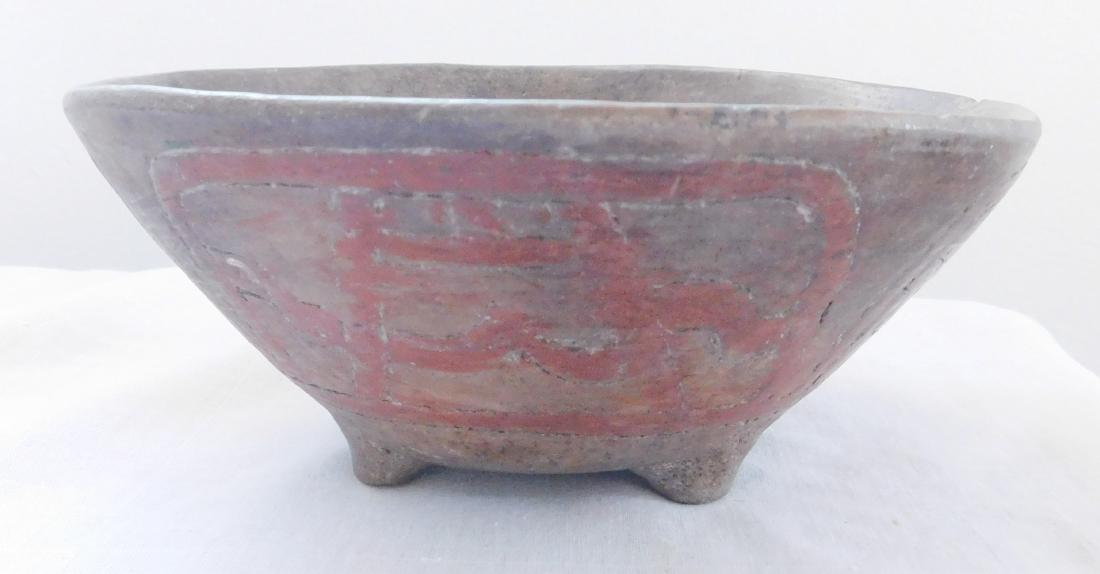 Pre-Columbian Bowl: Pre-Columbian Bowl, circa 2000 years old. Made of clay and paint, the item measures 6.5" x 6.5" x 2 5/8". Nayarit, Mexico. Classic old bowl. Condition: As found, see images. Shipping: $30.00 w/insuran