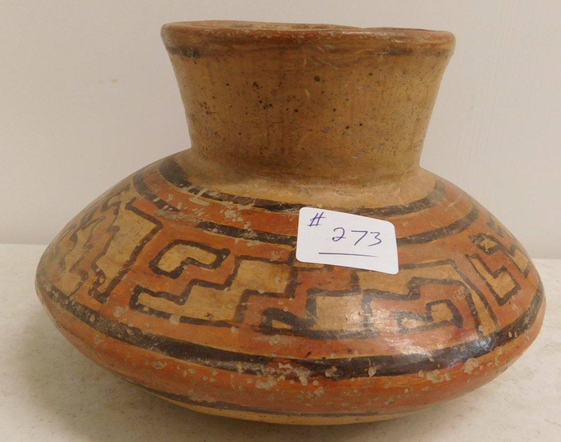 Pre-Columbian Bowl: Pre-Columbian Bowl, circa 1000 years old. Made of clay, the item is 2.75" opening and overall dimensions of 6.75" x 6.5" x 4.25". Western Mexico. Ex-Dr. Binley collection. Ships with a copy of Hasso v