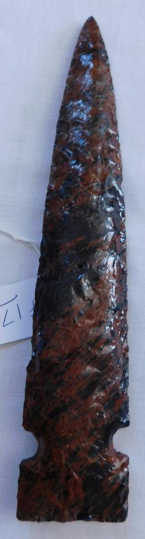 Obsidian Spear: Obsidian Spear, early historic period. Made of obsidian, the item measures 10 1/4" long. Hupa, California. Condition: Good, see images. Shipping: $28.00 w/insurance and signature, double-boxed, due to