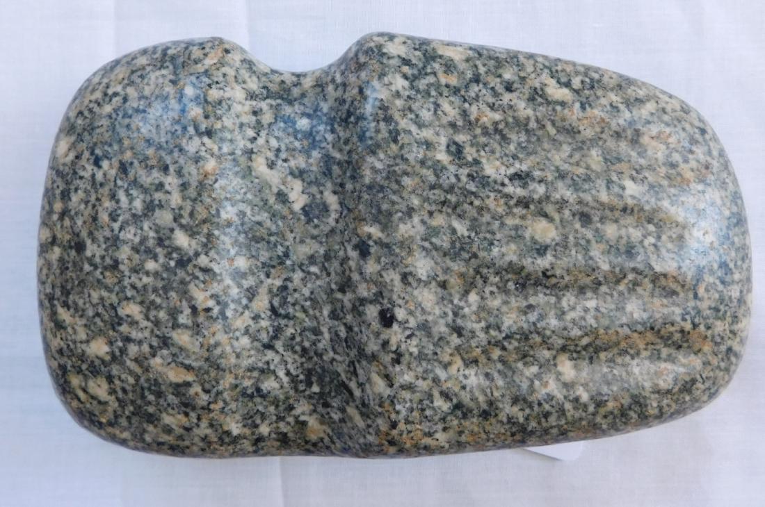 Fluted Axe: Fluted Axe, pre-historic item. Made of black and white granite, the item measures 7 1/2" x 2" x 4 1/2". Southern Wisconsin. Condition: Good, see images. Shipping: $18.50 w/insurance and signature.