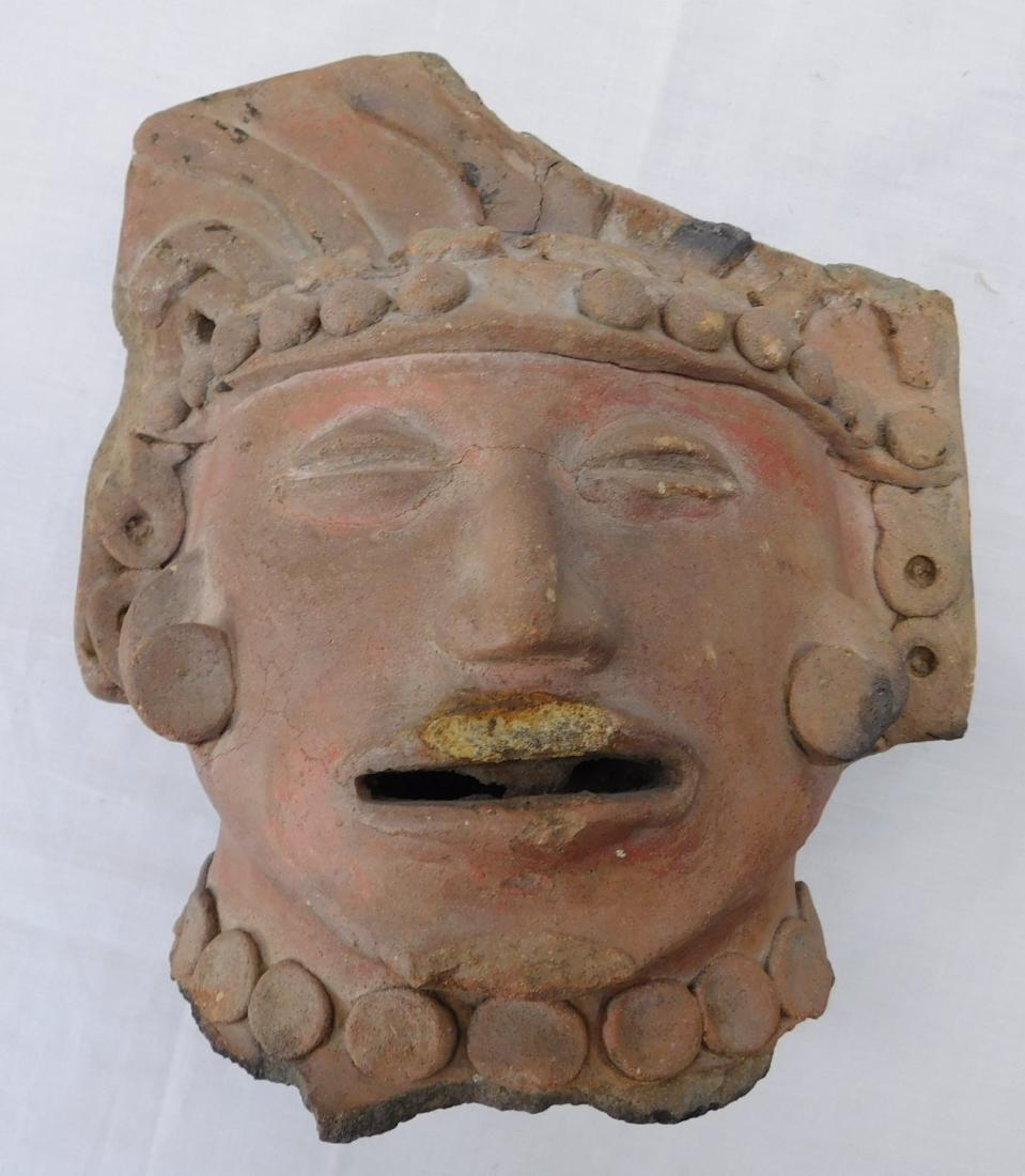 Aztec Incensor: Aztec Incensor, pre-Columbian item. Made of clay, the item measures 8" x 6.5" x 8". Mexico City, Mexico. Condition: As found, see images. Shipping: $30.00 w/insurance and signature, double-boxed.
