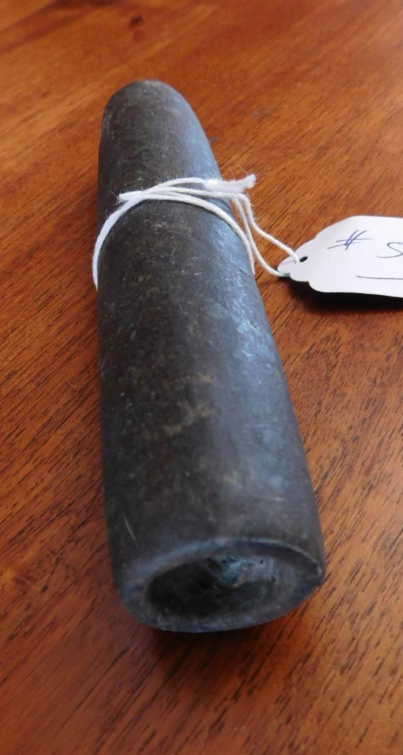 Tube Pipe: Tube Pipe, pre-historic item. Made of steatite, the item measures 5 3/4" x 1 1/4" x 1 1/4". Santa Barbara County, California. Chumash. Condition: Good, see images. Shipping: $16.50 w/insurance and sig