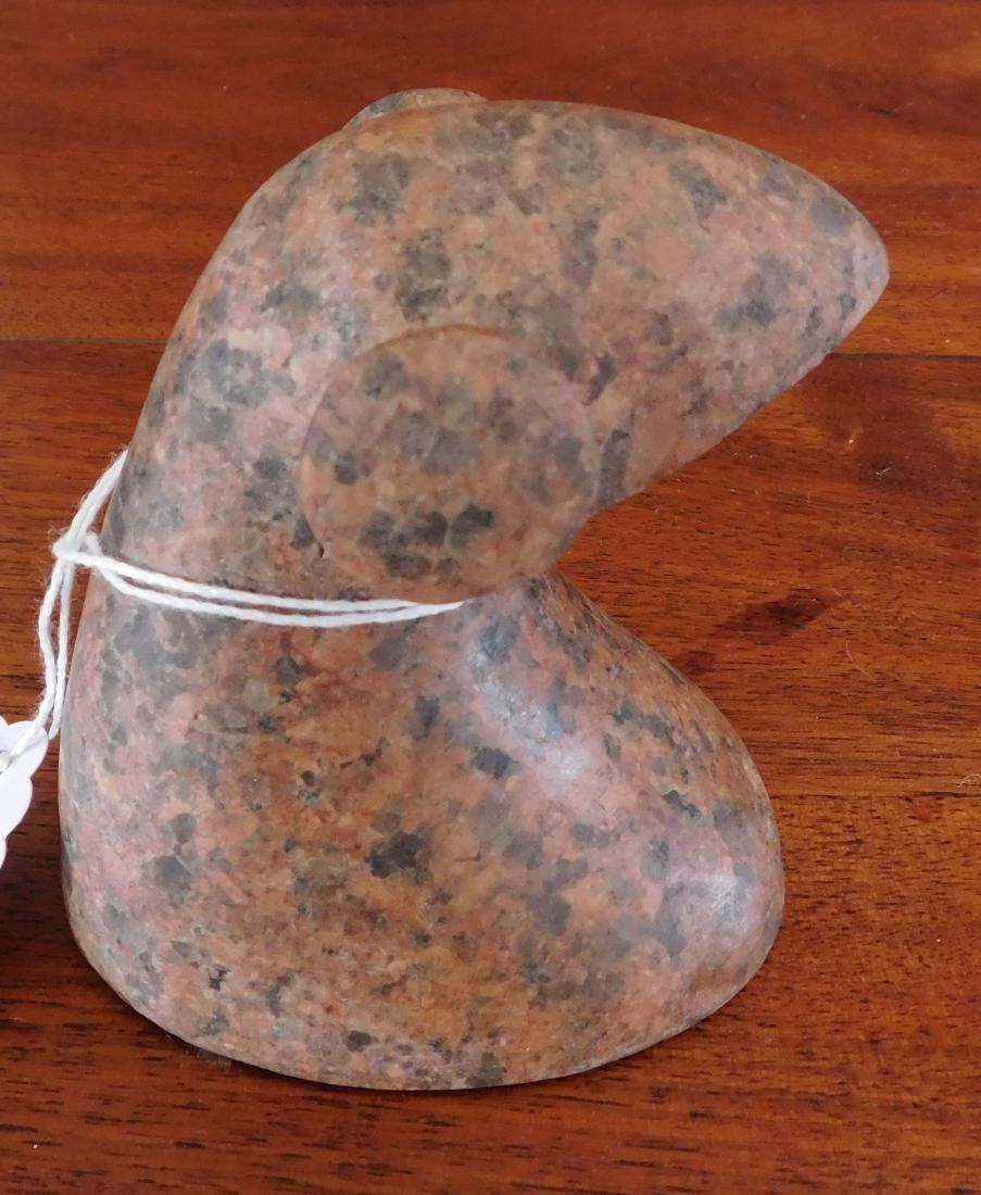 Bust Popeyed Birdstone: Bust Popeyed Birdstone, pre-historic item. Made of granite, the item measures 3 1/2" tall. Logan County, Ohio. Condition: Good, see images. Shipping: $16.50 w/insurance and signature.