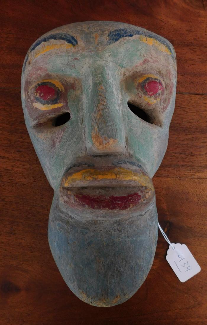 Antique Festival Mask: Antique Festival Mask, 19th century item. Made of wood and paint, the item measures 10" x 6". Oaxaca, Mexico. Condition: Worn from use, see images. Shipping: $22.50 w/insurance and signature.