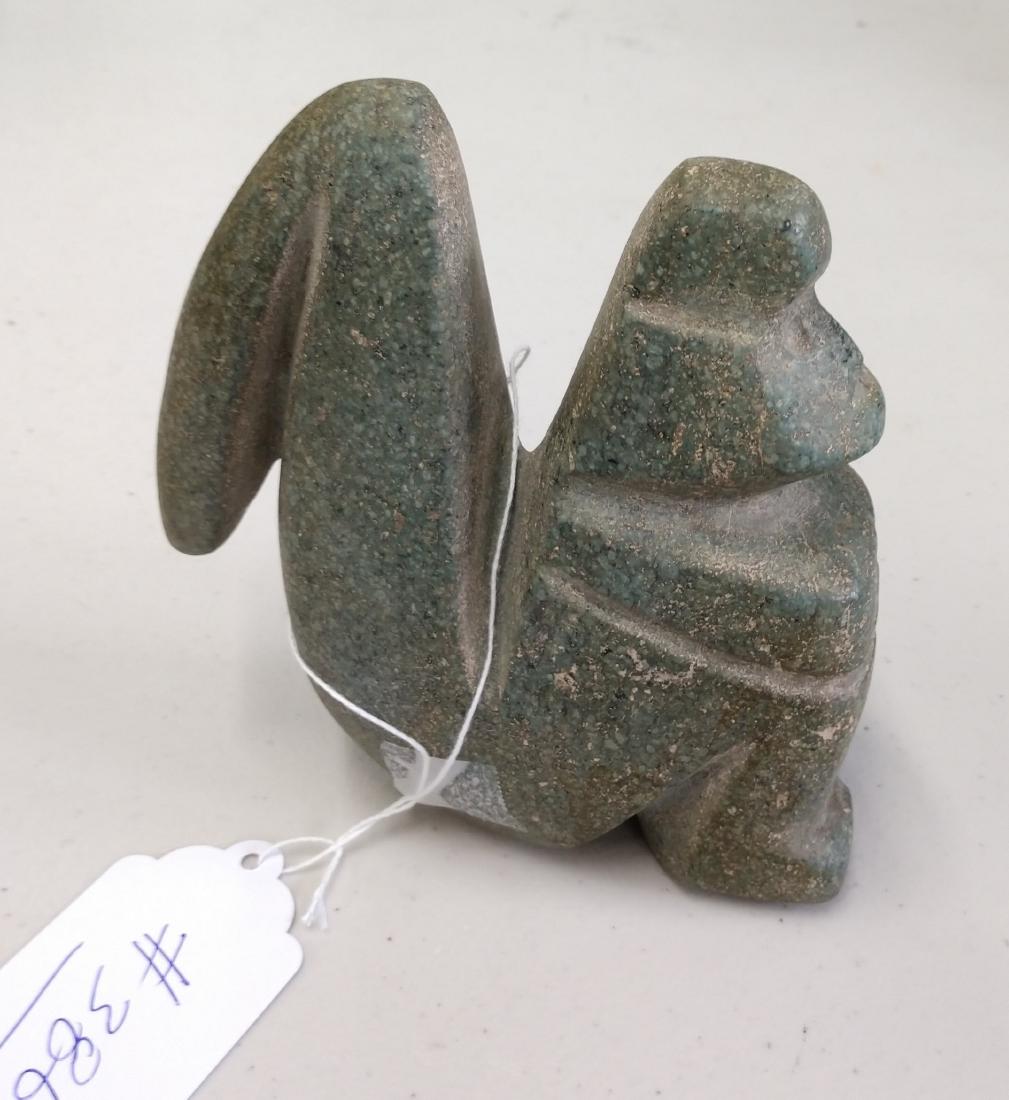 Large Mezcala Monkey: Large Mezcala Monkey, c. 2200 years old. Made of green basalt, the item measures 5 1/2" x 5 1/2" x 3". Guerrero, Mexico. From an old, 1960s California collection. Condition: Good, nice patina, see ima