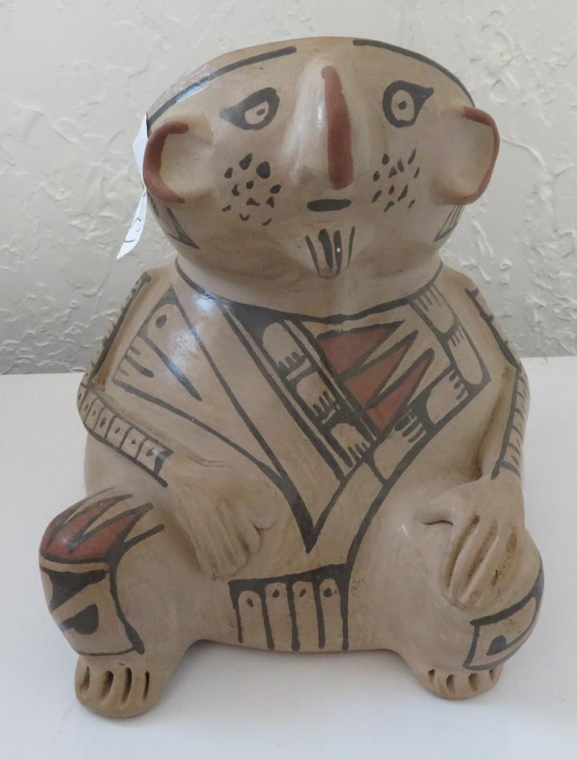 Casas Grande Mata Ortiz Effigy Pot: Casas Grande Mata Ortiz Effigy Pot, c. 1960s. Made of clay and paint, the item measures 8 1/2" x 8". Northern Mexico, Rio Grande. Human effigy, polychrome pot. Condition: Good, see images. Shipping: $