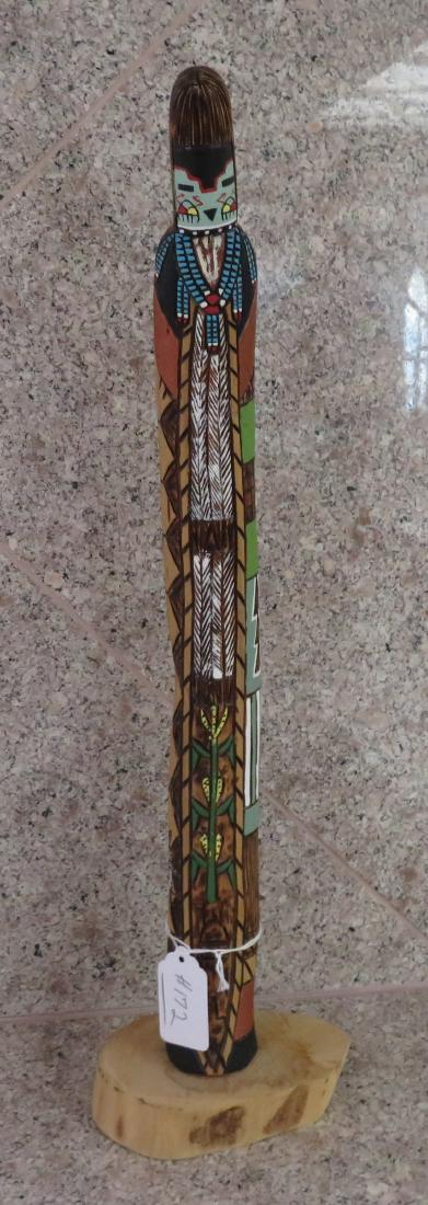 Shaliko Kachina: Shaliko Kachina, c. 1970s. Made of cottonwood and paint, the item measures 17 1/2" x 2". Hopi, 1st Mesa, L.M. Savage. Condition: Good, see images. Shipping: $32.50 w/insurance and signature, due to le