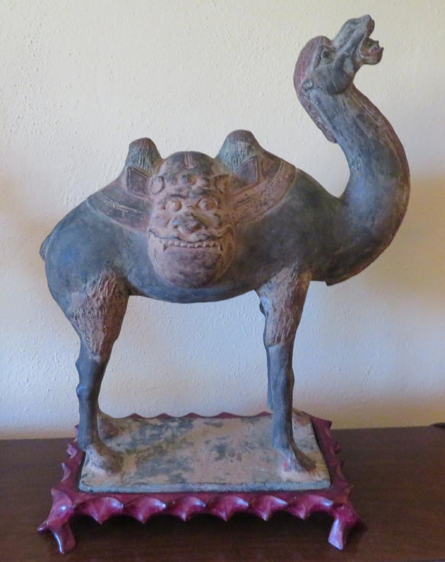 Tang Dynasty Terra Cotta Painted Bactrian Camel Figure