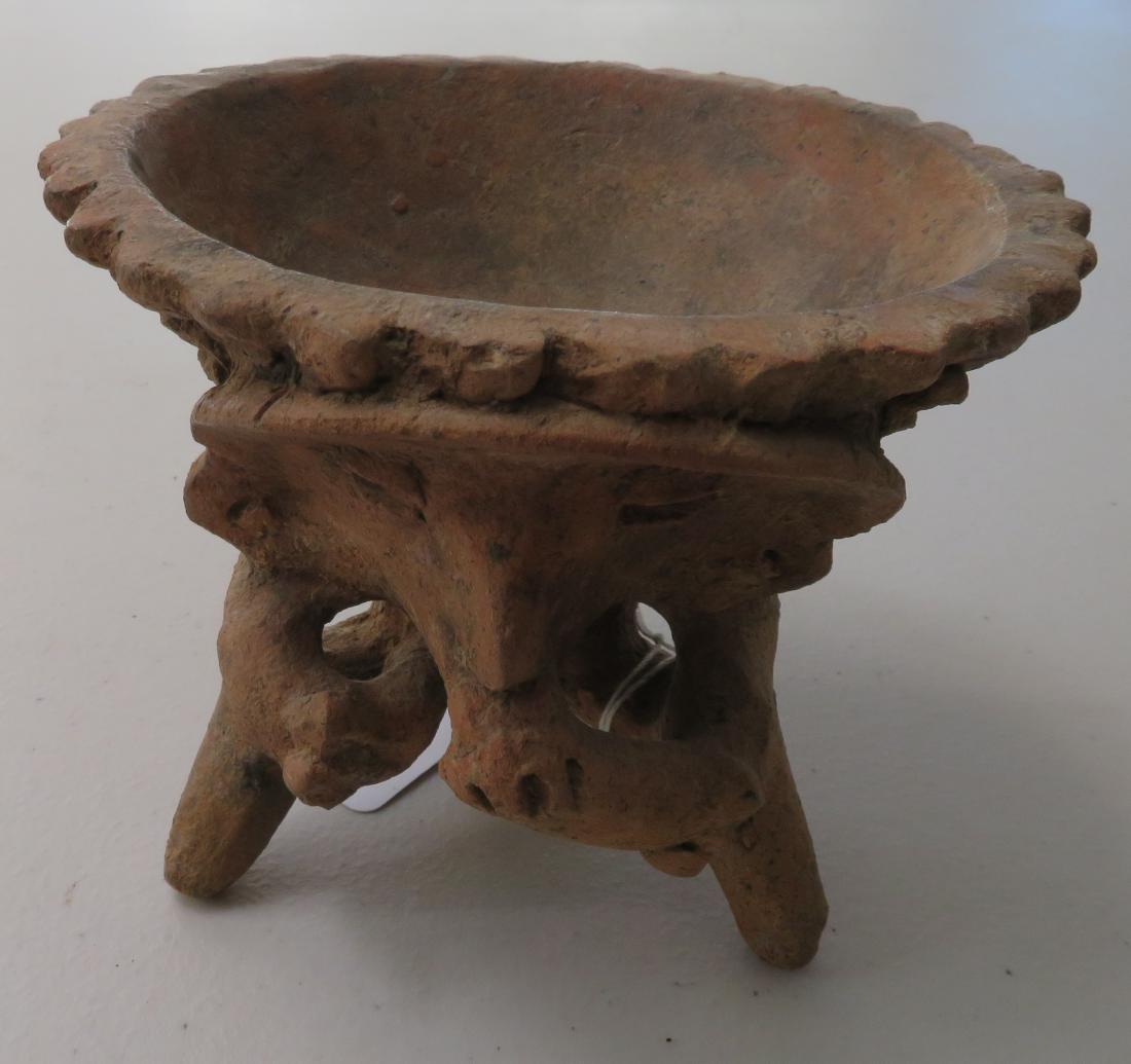 Human Effigy Bowl: Human Effigy Bowl, pre-Columbian item. Made of clay, the item measures 5" x 4 1/2" x 4 1/2". Central Mexico. From an old and large, Rancho Sante Fe, Calif. estate, originally collected by a dentist. C