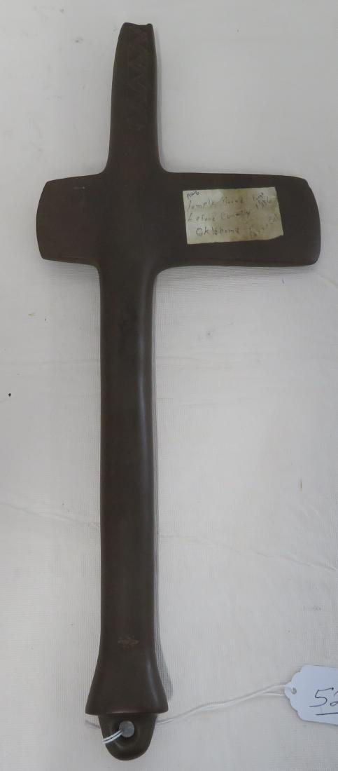 Effigy Monolithic Axe: Effigy Monolithic Axe, early historic period. Made of basalt, the item measures 18". Temple Mound, Oklahoma. Condition: Good, see images. Shipping: $42.50 USA estimate only, w/insurance and signature,