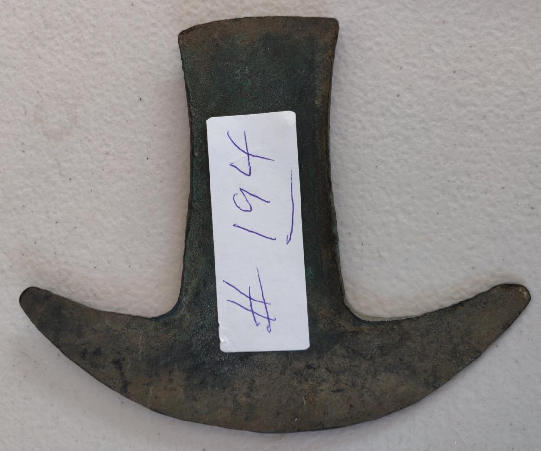 Pre-Columbian Aztec Hoe Money: Pre-Columbian Aztec Hoe Money, pre-1492. Made of solid copper, the item measures 5 3/4" x 4 1/2" x 1/8". Mexico City area. Condition: Good, minor nicks and patina, see images. Shipping: $18.50 w/insur