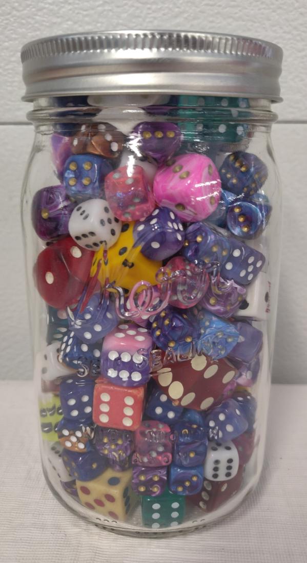 Full Quart Jar of Old Dice