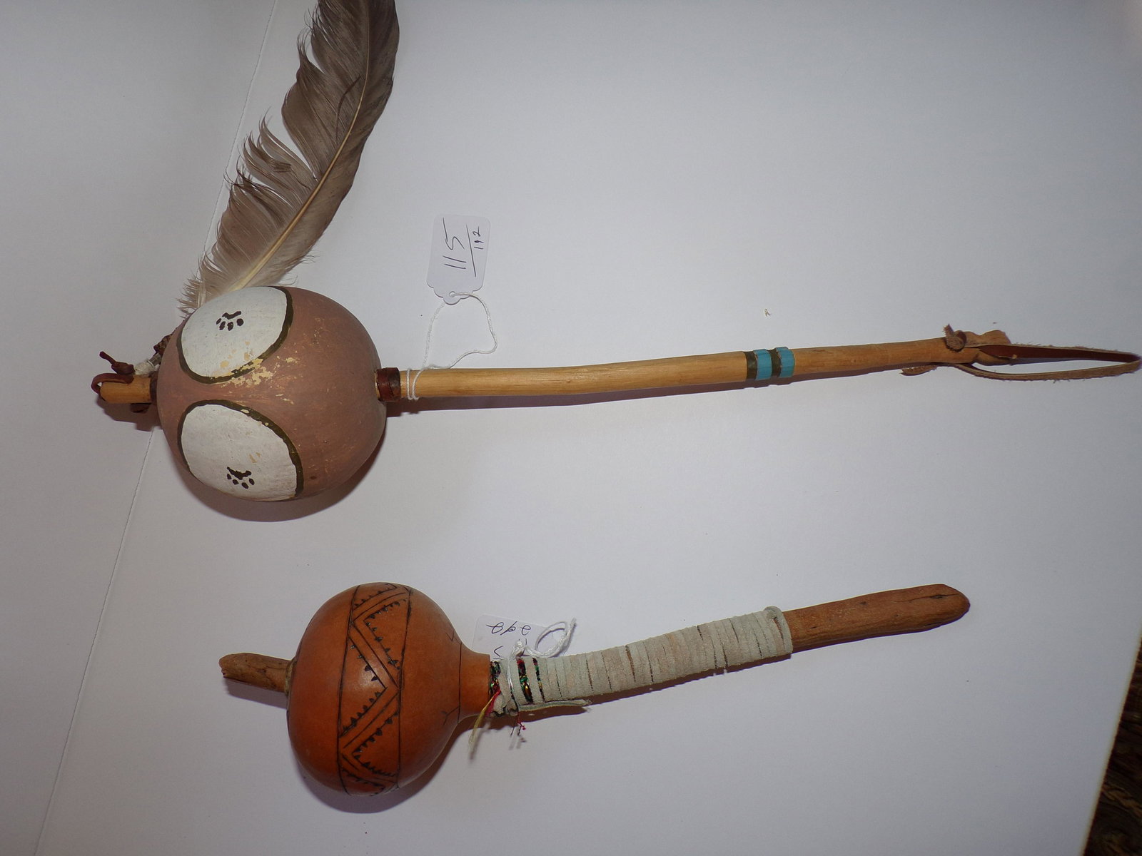 Old Arizona Navajo Rattles: Gourd Ratlles Wood Handle