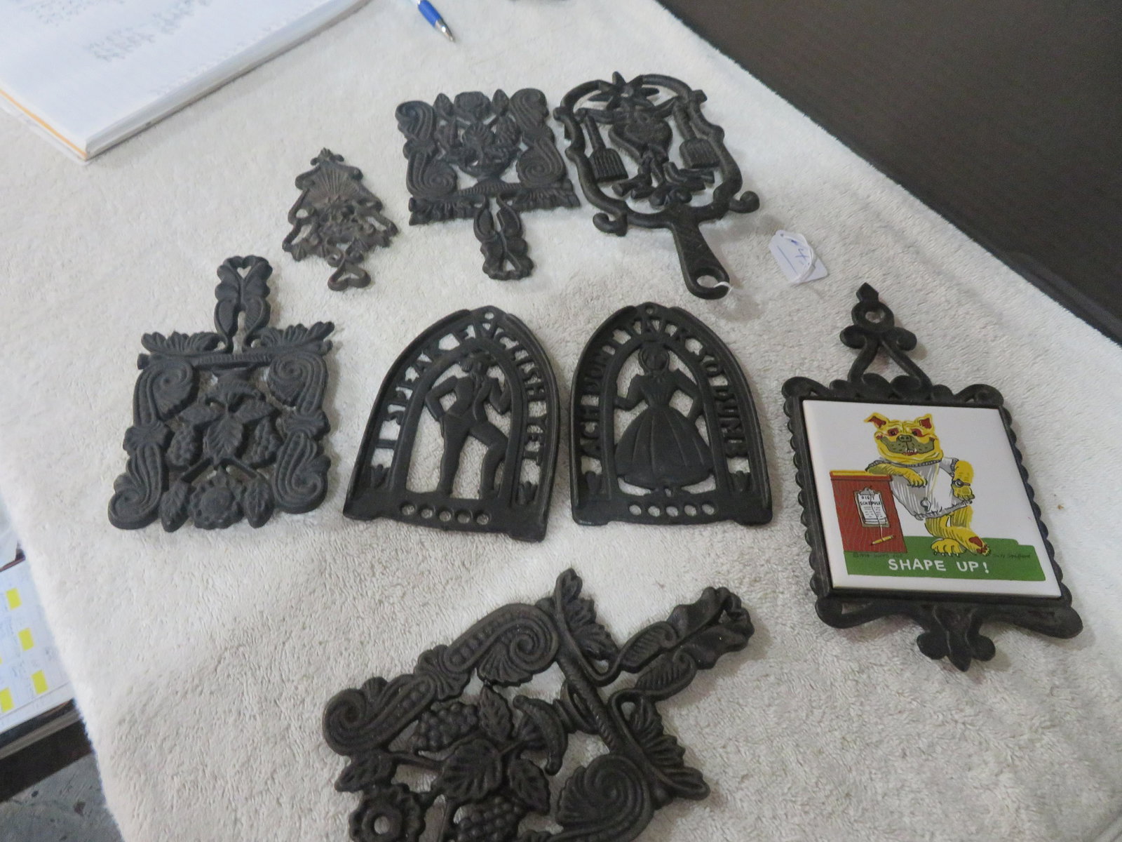 Box of Antique Trivets: Box of Antique Trivets