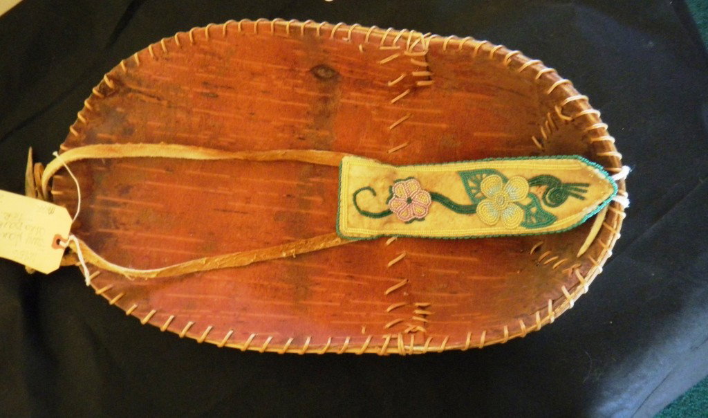 Birch Bark Cradle Board: Birch Bark Cradle Board Athabascan from Alaska- Cradle Board has beaded moose hide strap. - 20x11x4 inches Shipping $20.00