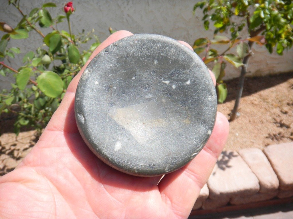 Discoidal Stone: Discoidal Stone 1x3 inches found in Orange County, California near Laguna Beach - Age 1000 AD. Shipping 15.00