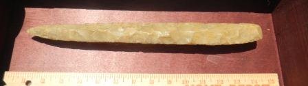 Flint Sword: Naviculite amber sword - old Texas Collection 13x1 spiro mound, Circa 1000 AD Fine Condition.. Shipping $15.00