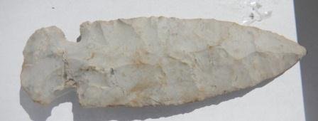 Dove Tail Spear: Chert dovetail spearhead. This is from Southern California 6x12 inches. Shipping 12.50. Very good patina