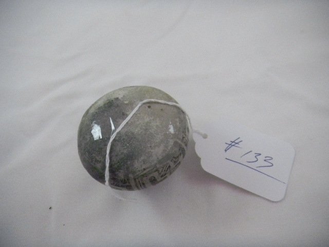 Miniature Olla Black on White Anasazi: Anasazi Black on White Olla measuring 2 by 2 inches. Condition very good. Minor wear. Found private land Arizona
