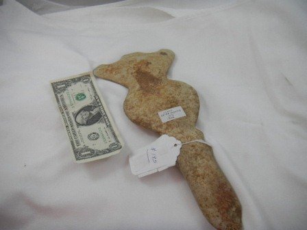 Stone Mace: Stone Mace measuring 13 inches by 6 inches from Spiro Mound, Condition is good. As found in 1936. The item was sold to non-paying bidder last auction. Shipping $15.00