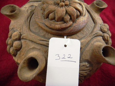 Italian hand carved Friendship Cup: Italian Hand Carved Friendship cup for drinking grappa. Each friend drinks from different spout. The item measures about 9 inches in diameter and 4 inches high. Shipping $18.00