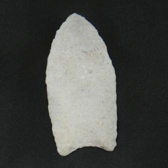 Clovis Point: Clovis Point, white chert, approximately 2 3/4 by 1 1/4. Found in Illinois, Ex. George Van Buren Collection. Shipping $15.00.