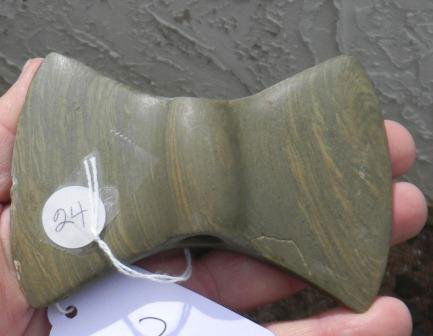 Bannerstone: Bannerstone, winged, slate, found in 1950's, in Indiana, approximately 4 5/8 by 3 1/4. Shipping $15.00.