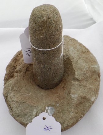 Mortal & Pestle: Mortal & Pestle. Chumash Tribe. Precolumbian. 6 in x 2 in. Condition: As found. From Santa Maria, CA. Shipping: $25.